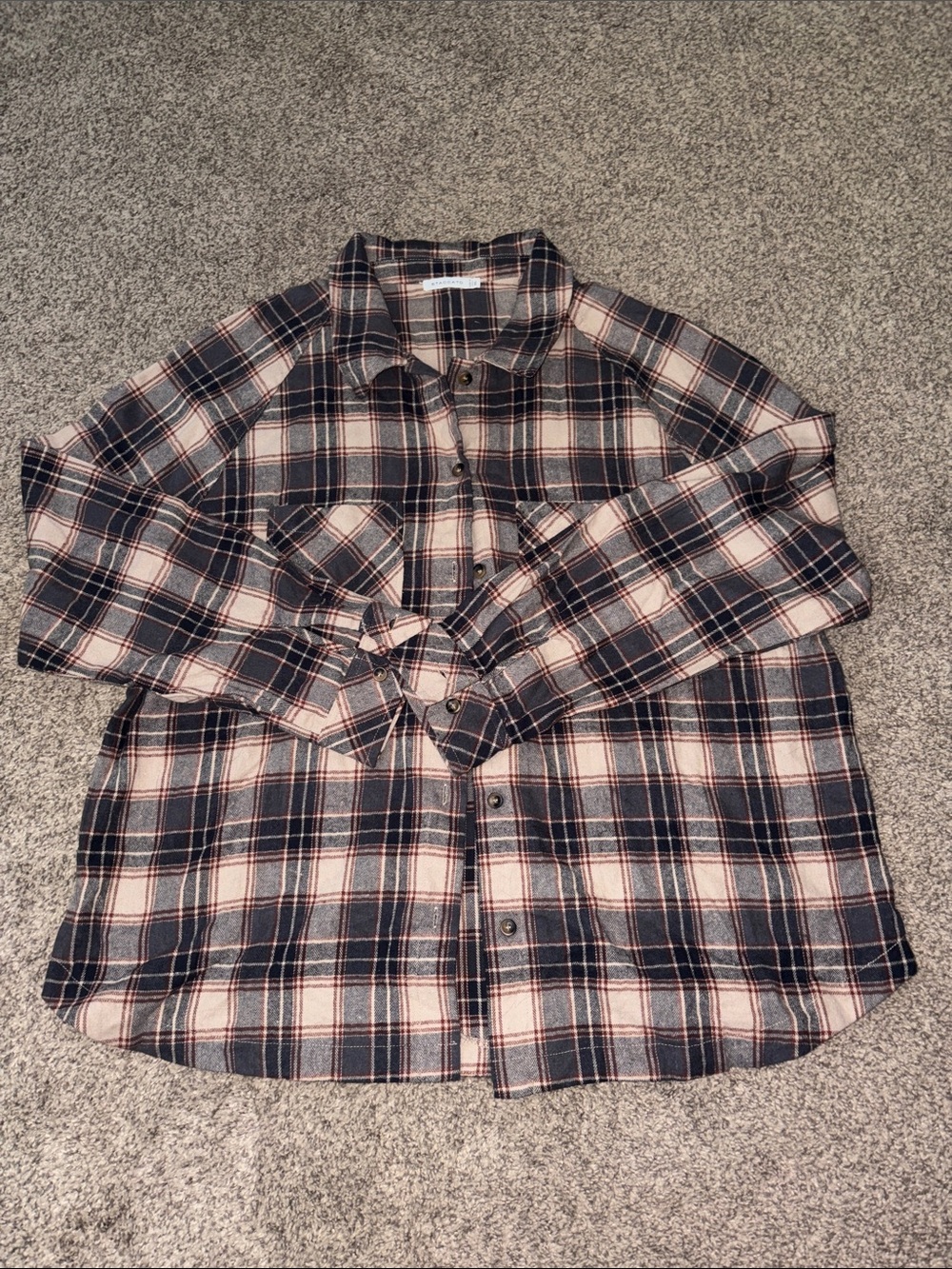 Staccato Women's Plaid Button-Down Shirt - Navy & Cream